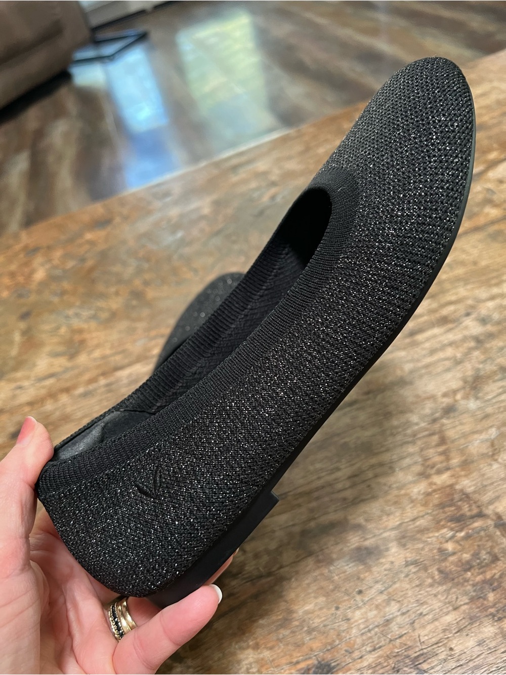 Vivaia Ballet Flats Size 39 Fits like 8 or 8.5 Black with Metallic EUC